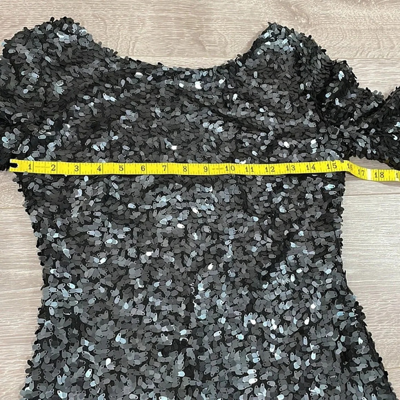 Ark & Co Black Sequin Scoop Back Shirt Sleeve Dress S - Picture 12 of 16